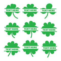 Clover SVG, Lucky Shamrock Monogram, Four Leaf Clover Text Frame, St Patrick’s Day Cut File, Clover Label Silhouette