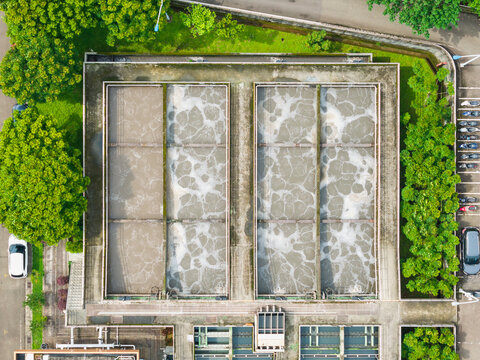 Aerial View of Wastewater Treatment Plant