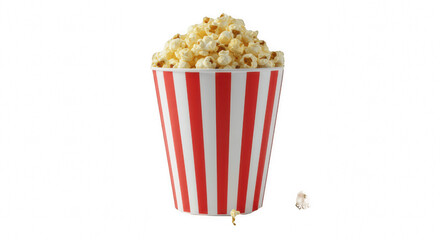 Striped Popcorn Bucket with Popcorn Isolated on Transparent PNG Background, popcorn, popcorn bucket, movie snack, snack, cinema, film, food, delicious