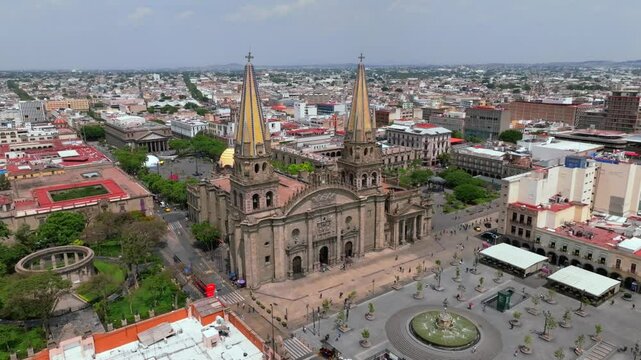 Guadalajara Mexican cathedral in Jalisco. Aerial