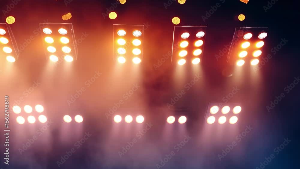 Poster bright flood lights illuminate a vibrant setting filled with particles in a dynamic environment, bri