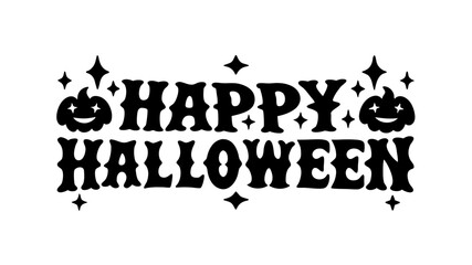 Happy Halloween vector lettering. Handwritten text design. Vector on white background