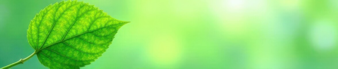 Single vibrant green leaf, intricate venation, clean background , image, ecology, still life