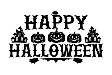 Happy Halloween vector lettering. Handwritten text design. Vector on white background