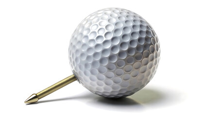Golf Ball On Pin Isolated On White Background For Sports Theme