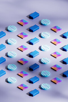  Dynamic Wave Blocks Floating on Violet Background