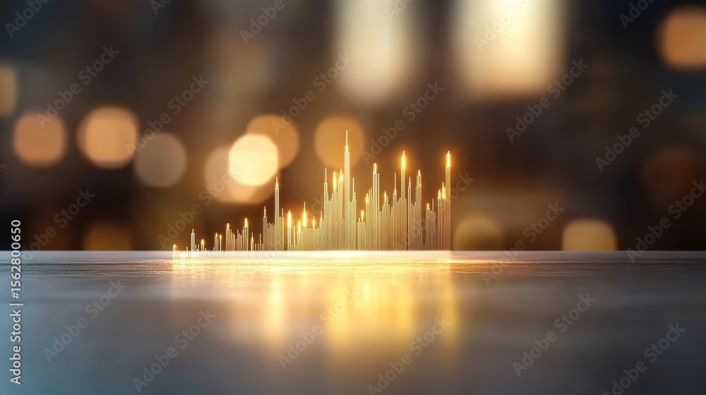 Poster abstract light spectrum with glowing bars on a soft background