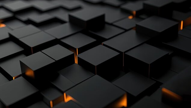 Abstract geometric pattern of dark gray/black cubes with highlights