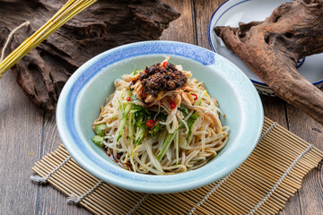 Lao Gan Ma Cucumber Bean Sprouts with Shredded Chicken