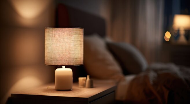 Cozy bedside lamp in a bedroom