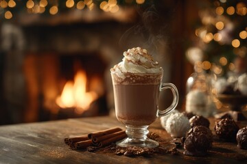 Cozy hot chocolate by fireplace (2)