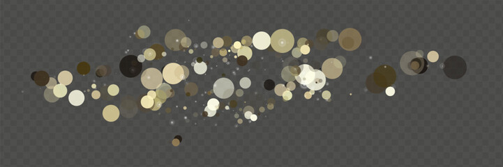 Shining bokeh isolated on transparent background. Golden bokeh lights with glowing particles isolated. Christmas concept