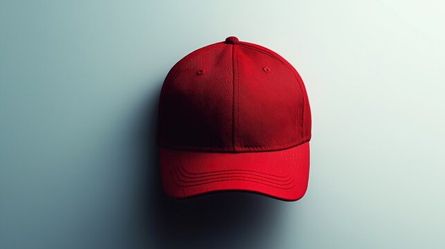 Red baseball cap isolated on white background with clean embroidery and structured design - Powered by Adobe