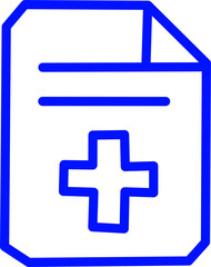 blue line icon medical report inside circle. Blue line icon with medical and healthcare inside circle