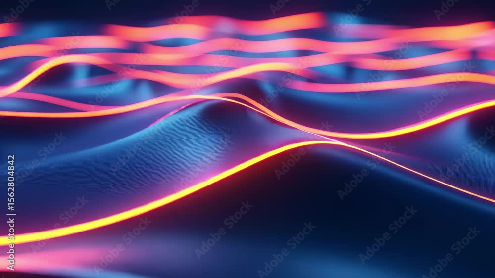 Poster glowing blue abstract background with vibrant wave patterns for modern design, glowing blue abstract