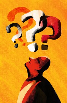 man and question marks