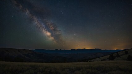 Milky Way Night Sky Landscape with Stars.