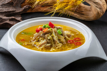 Spicy and sour pork belly shreds