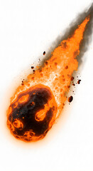 Fiery meteor element with transparent background, ideal for digital overlays or cosmic-themed illustrations


