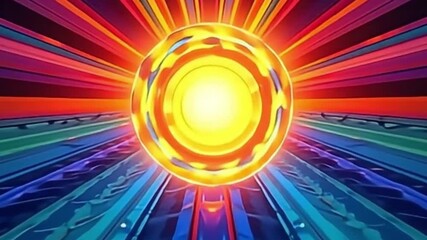Vintage colorful rotating rays background with rainbow sun-like center flat animated in retro vibe

 - Powered by Adobe