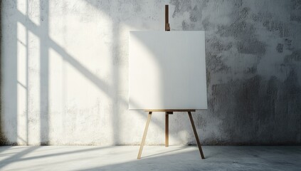 Blank canvas on easel in sunlit room (1)