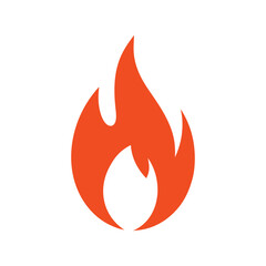 This vector illustration features a vibrant fire icon, a symbol of hot danger with orange and red flames fire symbol sign icon vector illustration on white background red color