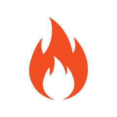 Vector fire icon with a red flame design, a hot symbol of danger and energy fire symbol sign icon vector illustration on white background red color