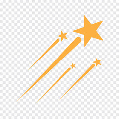 Shooting stars icon vector set. Black falling stars icon. Meteorite and comet symbols.  Flying comet with tail, falling meteor, abstract galaxy element. Vector illustration.