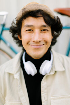  Man smiling near bike