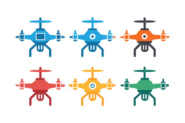 3d drone icons set isolated on white background