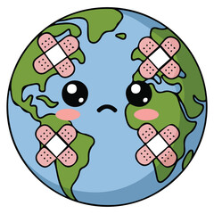 Fototapeta premium Injured earth planet vector illustration