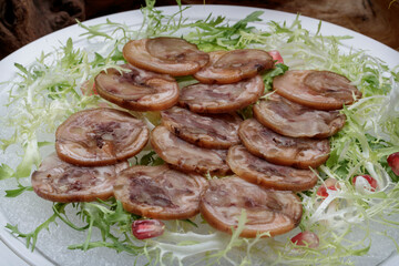 Five-spice pork elbow roll slices in exquisite tableware