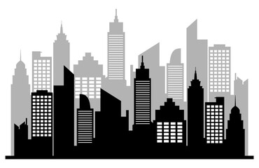 Naklejka premium City skyline silhouette icon. vector illustration on white background