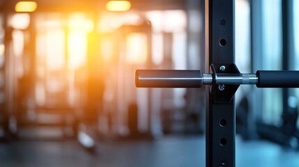 Gym Equipment Close-Up in Modern Fitness Center with Bright Lighting