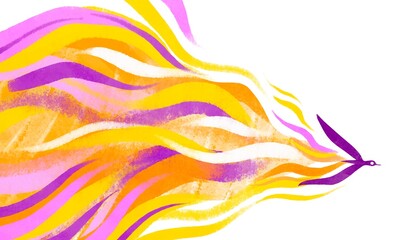  flying bird  with colorful tail