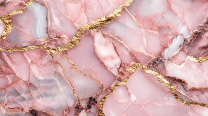 Pink Marble Surface with Gold Veins Elegant Natural Stone Background