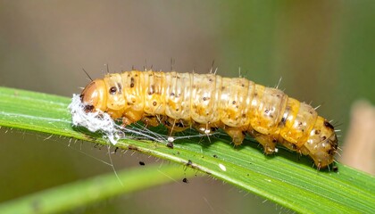 Caterpillar on a Green Blade of Grass