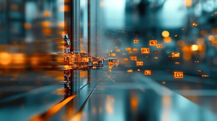 Digital Transformation Abstract Art with Motion and Data Elements