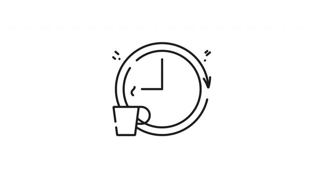 Set of time and clock linear animation. Time and clock line animation for efficient time management strategies suitable for planners, productivity apps, and business websites.