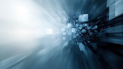 Abstract Blue Background with Cubes and Blur Effect for Design