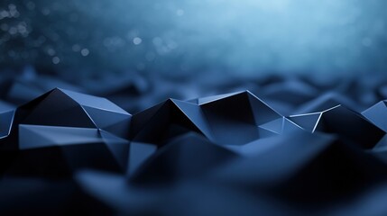 Abstract Texture of Dark Blue Geometric Shapes in Three Dimensions