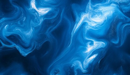 Obraz premium Abstract swirls of deep blue and white paint