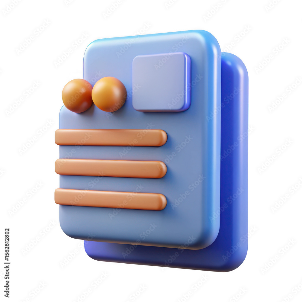 Poster 3d render of a modern ui element data file icon isolated on transparent background