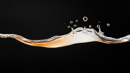 Elegant Water Splash with Bubbles on a Black Background