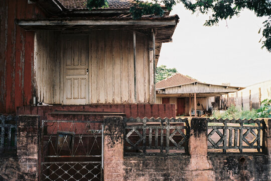 Old Rustic wood House in Rural Setting in Brazil
