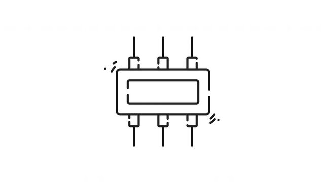 Set of microcircuits linear animation. Microcircuits linear animation features computer hardware components, suitable for tech presentations, educational materials, or digital technology projects.
