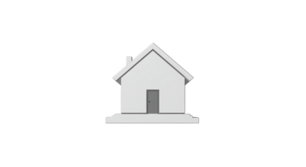 Simple white house model isolated PNG with Transparent Background