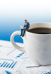 Miniature figures work from home, The power of coffee