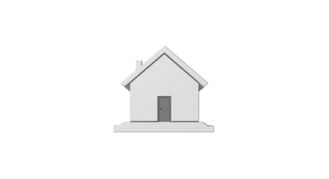 Simple white house model isolated PNG with Transparent Background