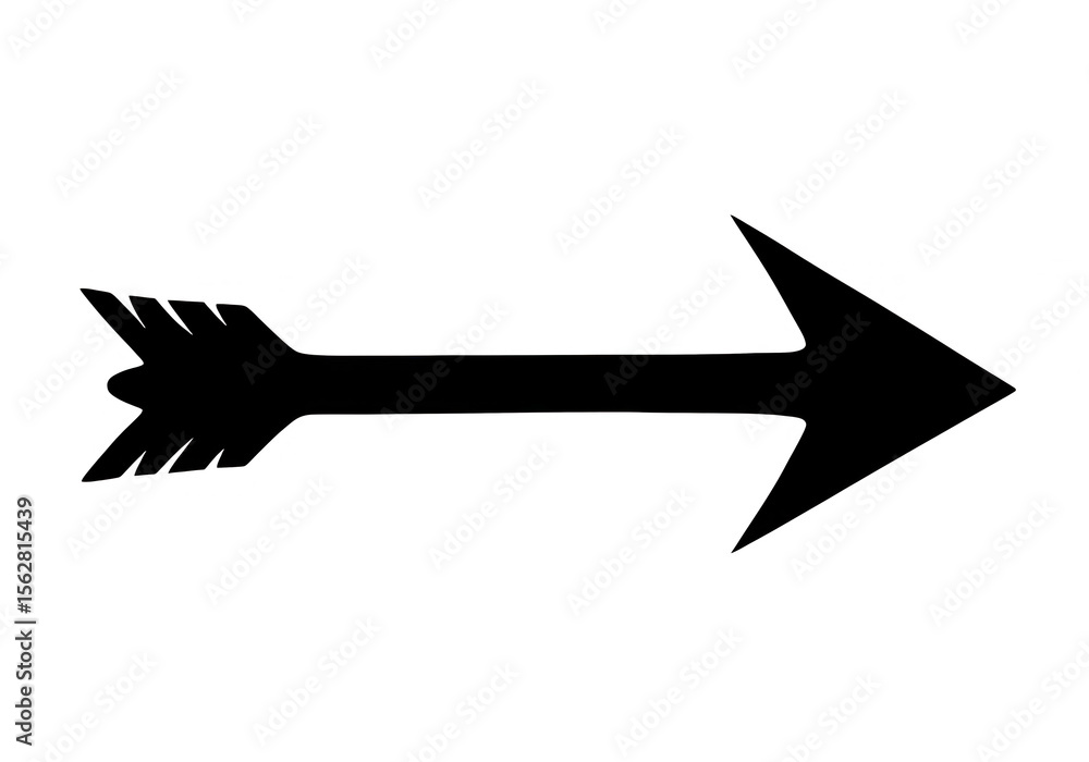 Poster a simple black arrow pointing to the right, isolated on transparent background